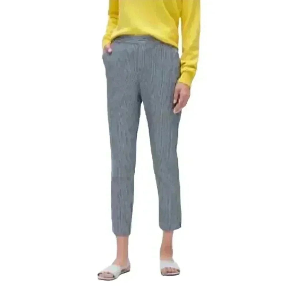 Banana Republic Women's Hayden Fit Navy & White Striped Stetch Linen Blend Pull